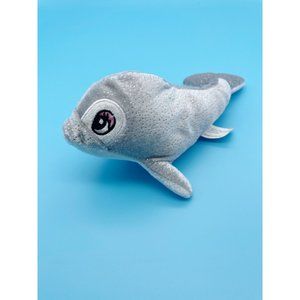 R & K Sales Dolphin 8" Gray Stuffed Plush Small Silver Sparkles Glitter Fish